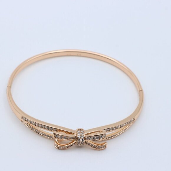 Rose Gold Bow Design Bangle with Sparkling Crystals, XPBL0573 - Picture 2 of 10